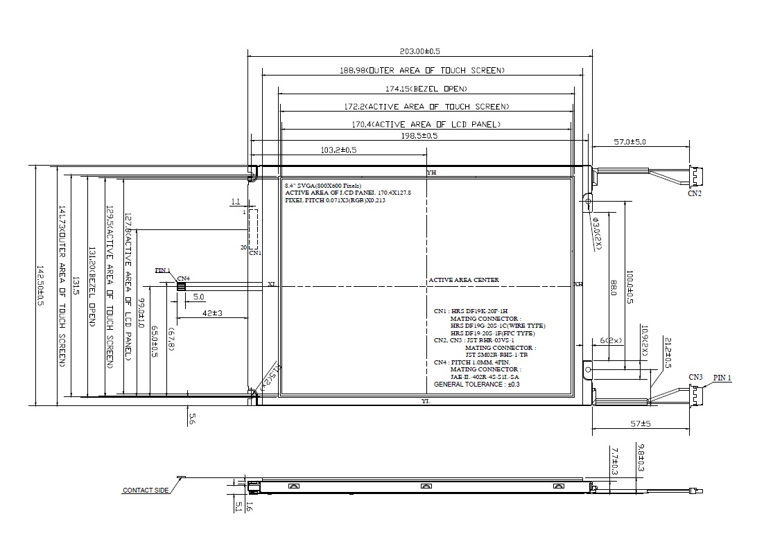 G084SN05 V.1, 8.4 inch SVGA Color TFT LCD Module
